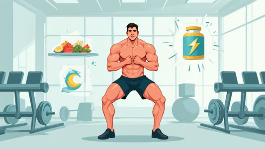 A man doing a squat in a gym